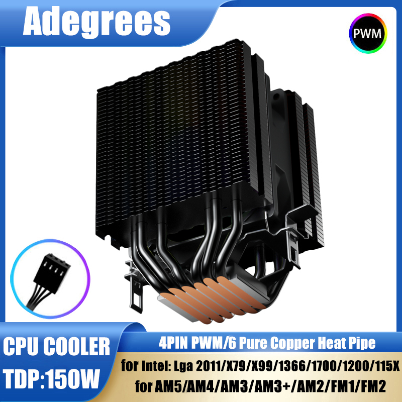 Esports Gaming Fan - Refroidisseur d'air CPU 6 caloducs, 4